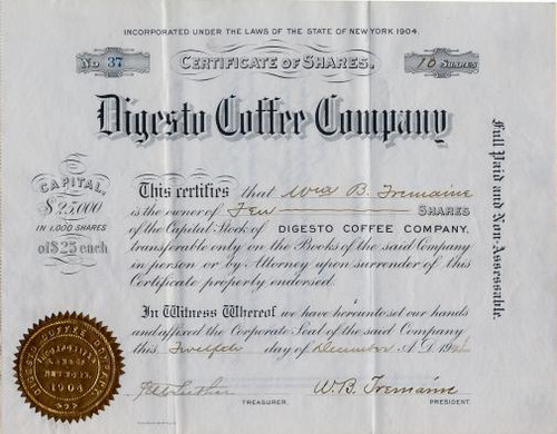 Digesto Coffee Company - New York 1904