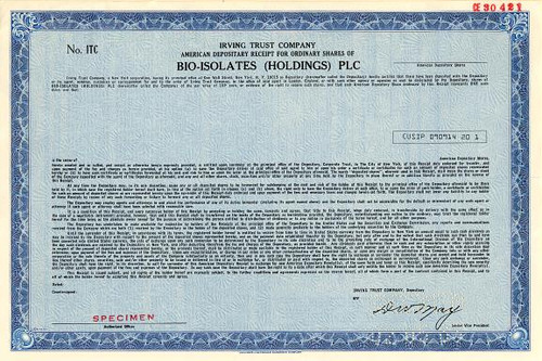 Bio-Isolates (Holdings) PLC - New York 1983