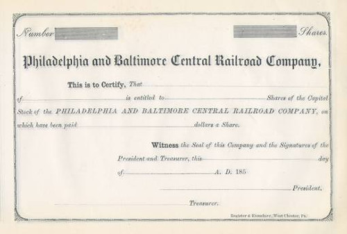 Philadelphia and Baltimore Central Railroad Company 1850's