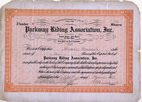 Parkway Riding Association - New York 1917