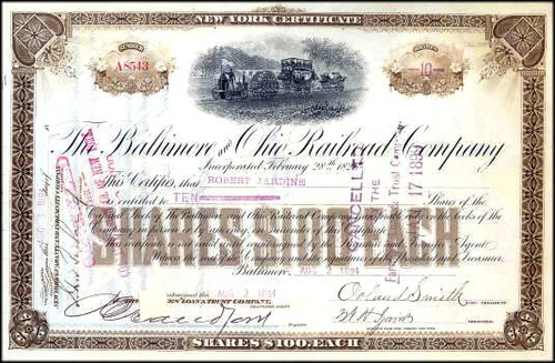 Baltimore and Ohio Railroad Company signed by Union Brigadier General - 1894