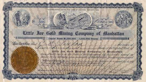 Little Joe Gold Mining Company of Manhattan - Arizona 1906