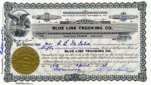 Blue Line Trucking Company - San Francisco, California 1927