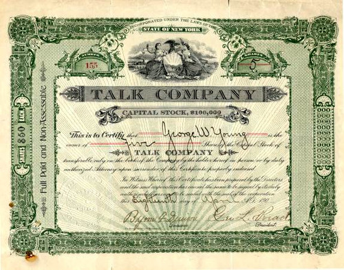 Talk Company (Talk - A Magazine of Society Gossip, Art and Literature) - New York 1903