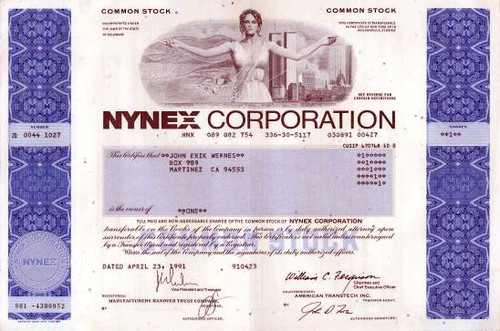 NYNEX Corporation ( New York and New England Telephone merger ) - Pre 9/11 World Trade Center in Vignette