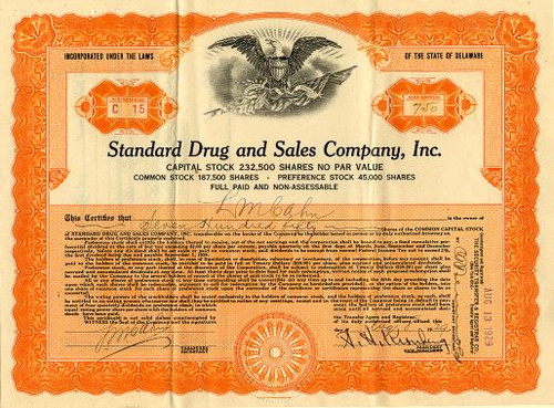 Standard Drug and Sales Company, Inc. - Delaware 1929