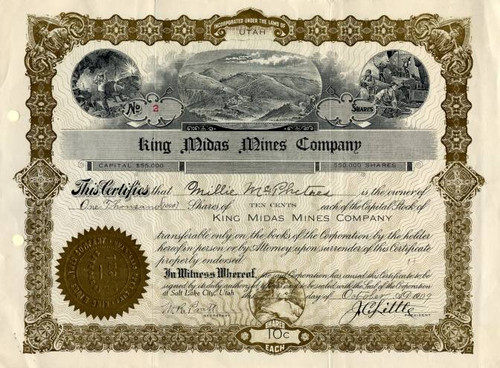 King Midas Mines Company - Utah 1909