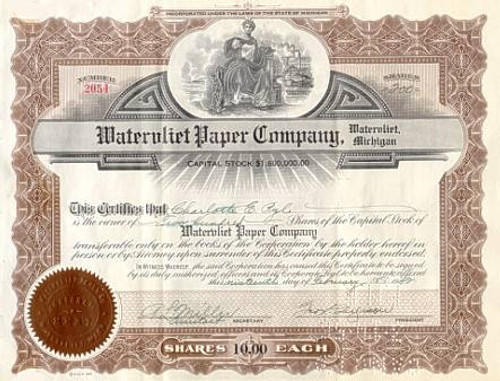 Watervliet Paper Company Stock 1940's