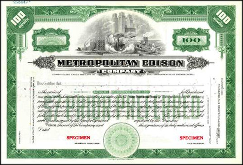 Metropolitan Edison Company ( Early GPU Company )- Pennsylvania
