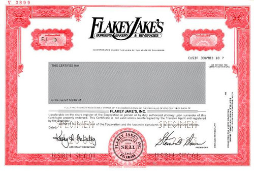 Flakey Jake's, Inc. - Delaware 1983