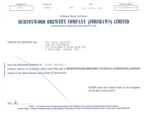 Burtonwood Brewery Company - 1980 - UK