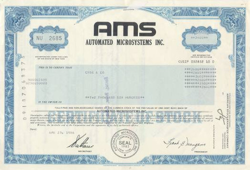 Automated Microsystems, Inc.  (AMS ) 1980's