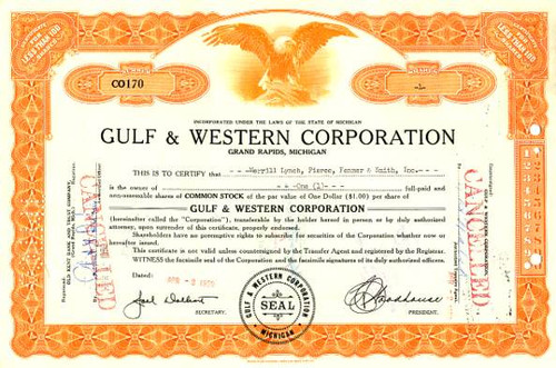 Gulf & Western Corporation ( Became Paramount Pictures - Now Viacom ) 1959 - Michigan