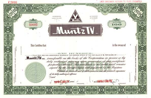 Muntz TV - Founded by the Famous Earl "Madman" Muntz (inventor of the 4 track tape player system)