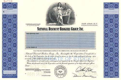 National Discount Brokers Group, Inc. (Pre Ameritrade Merger) - Delaware 1998