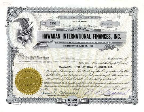 Hawaiian International Finances, Inc. - Hawaii 1965