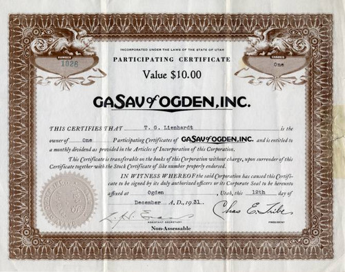 GASAV of OGDEN, Inc. -  Utah 1931