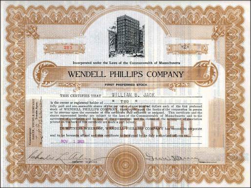 Wendell Phillips Company 1923 - Massachusettes