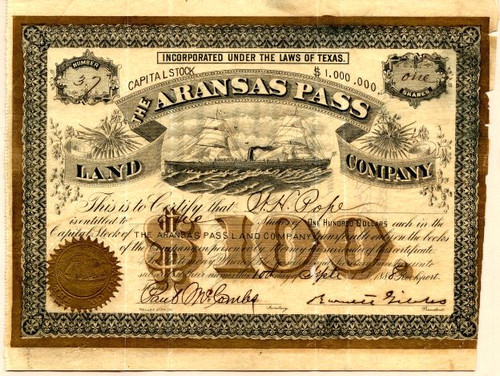 Aransas Pass Land Company - Rockport, Texas 1888 - Hurricane Harvey