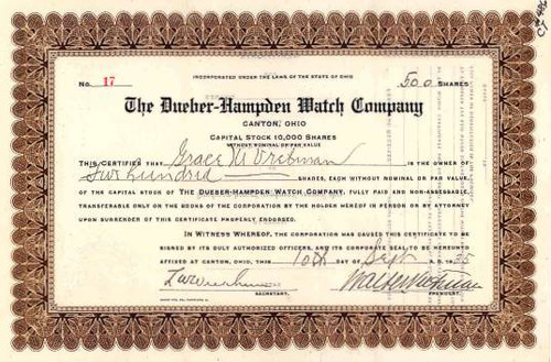 Dueber - Hampden Watch Company 1925 - Canton, Ohio