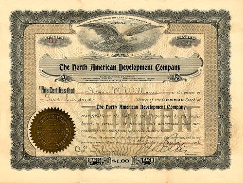 North American Development Company - Territory of Arizona 1906