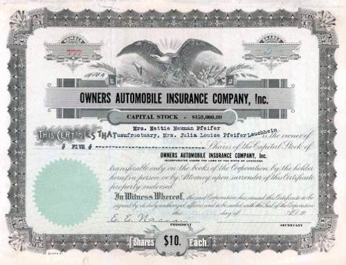 Owners Automobile Insurance Company, Inc. 1927 - Louisiana