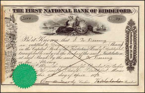 First National Bank of Biddleford 1873 - Maine