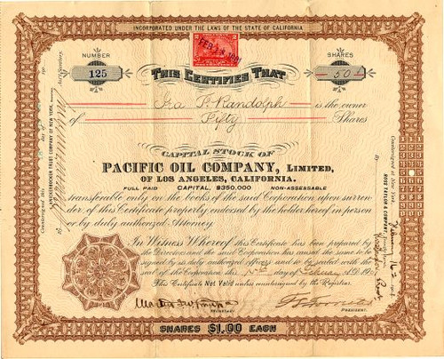 Pacific Oil Company, Limited - Los Angeles, California 1901