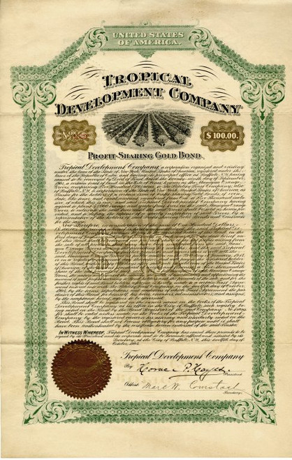 Tropical Development Company - Cuba Isle Of Pines - New York 1904