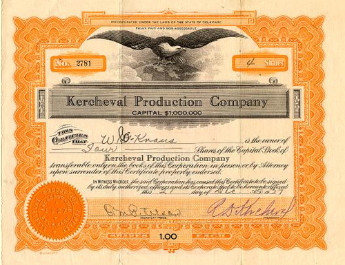 Kercheval Production Company - Delaware 1927