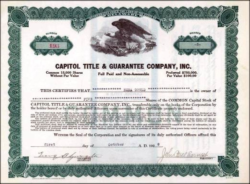 Capitol Title & Guarantee Company, Inc. 1928