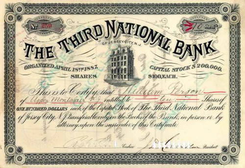 Third National Bank of Jersey City 1870's