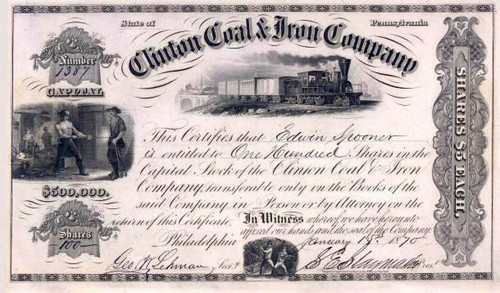 Clinton Coal & Iron Company - Pennsylvania 1864