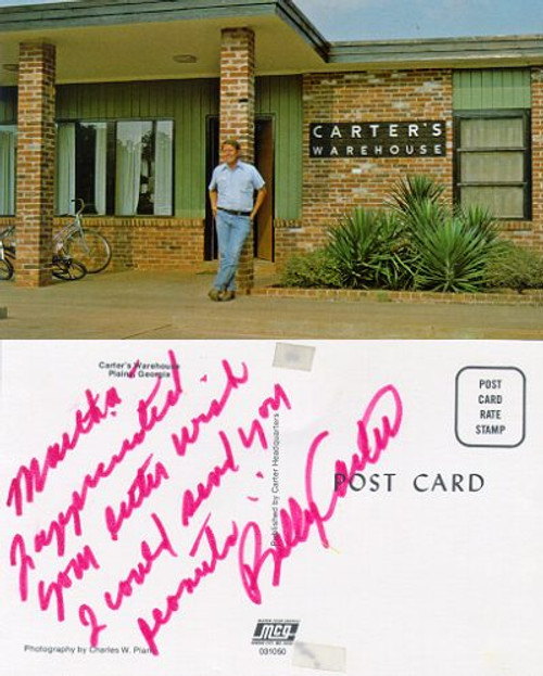 Postcard Signed by Billy Carter brother of Jimmy Carter