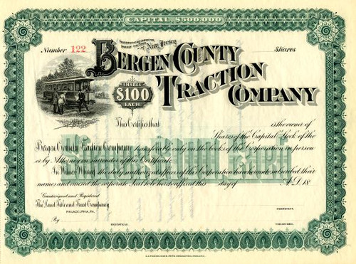 Bergen County Traction Company - New Jersey 1890's