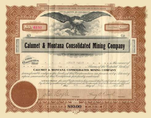 Calumet & Montana Consolidated Mining Company 1915 - 1917