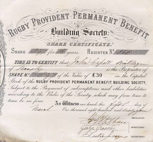 Rugby Provident Permanent Benefit Building Society 1864