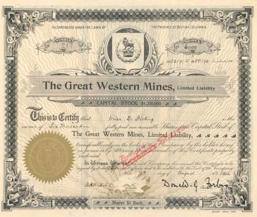 Great Western Mines 1902 - British Columbia, Canada