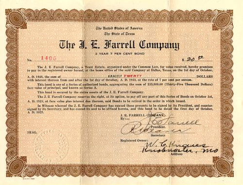 J.E. Farrell Company - Texas 1923