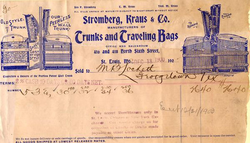 Stromberg, Kraus & Co. Shipping Trunks and Traveling Bags - Missouri 1900