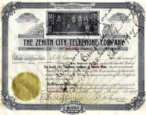 Zenith City Telephone Company of Duluth, Minnesota / Superior, Wisconsin - 1899