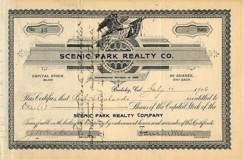 Scenic Park Realty Co. - Berkeley, California 1906