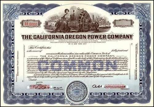 California Oregon Power Company (Early Pacific Power and Light - PacificCorp Companies)