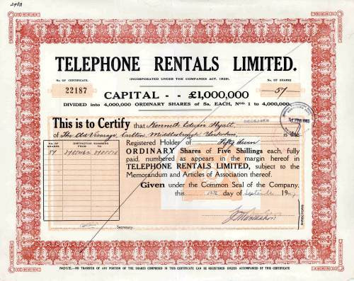 Telephone Rentals Limited 1947