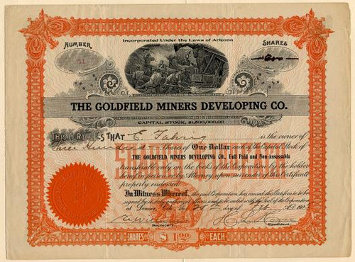 Goldfield Miners Developing Co. - Arizona 1905