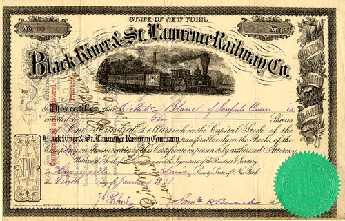 Black River & St. Lawrence Railway Co. - New York 1870