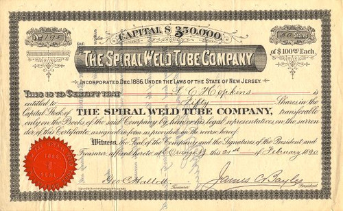 Spiral Weld Tube Company - New Jersey 1890