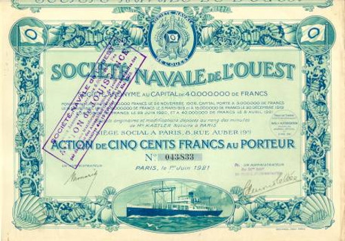 Societe Navale De L'Ouest (Navy Society of the West) 1921 - 1923