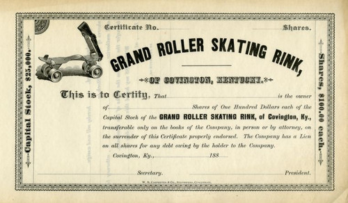 Grand Roller Skating Rink (Old 1880 Roller Skate Vignette) - Kentucky 1880's