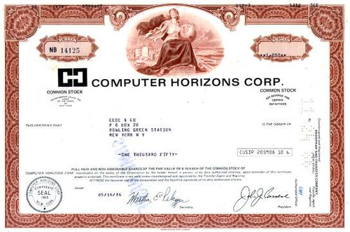 Computer Horizons Corporation 1986